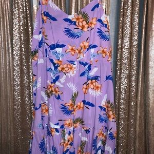 Tropical print floral dress